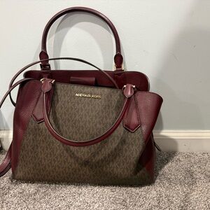 Michael Kors Red and Brown Satchel